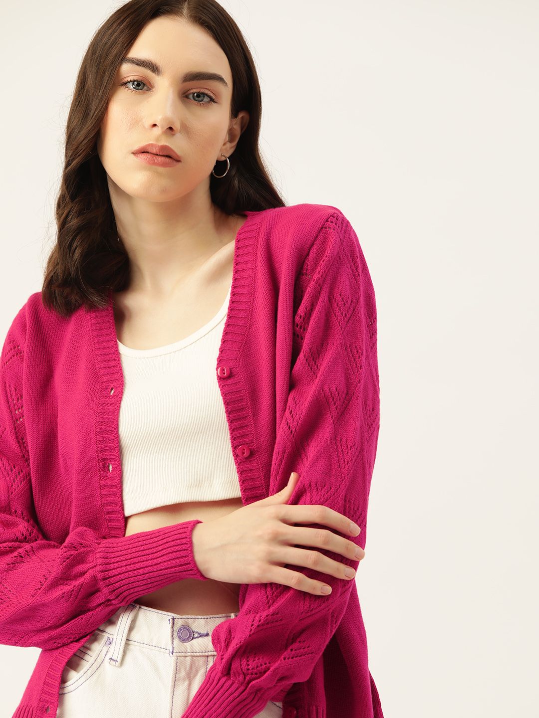 DressBerry Women Self Design Cardigan