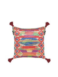 HOSTA HOMES Blue & Red Set of 5 Geometric Velvet Square Cushion Covers