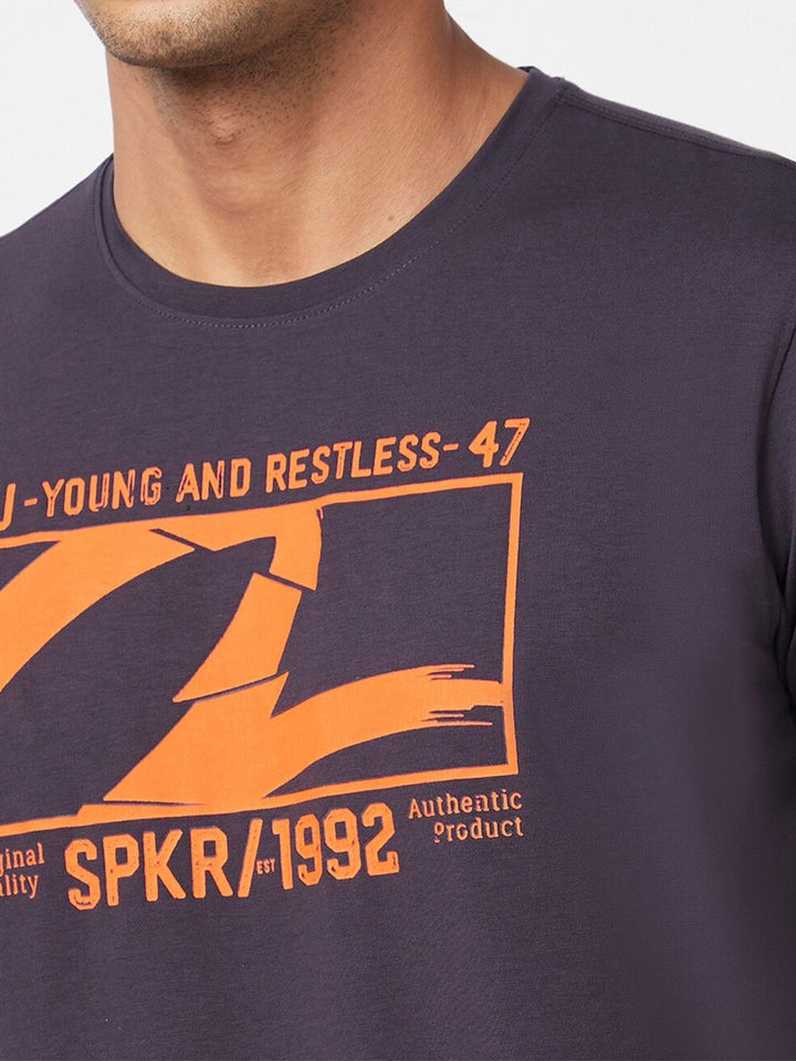 SPYKAR Typography Printed Slim Fit Cotton T-shirt