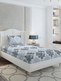 Monte Carlo Grey & Blue Ethnic Motifs Cotton 104 TC Single Bedsheet Set-2.24 m x 1.52 m