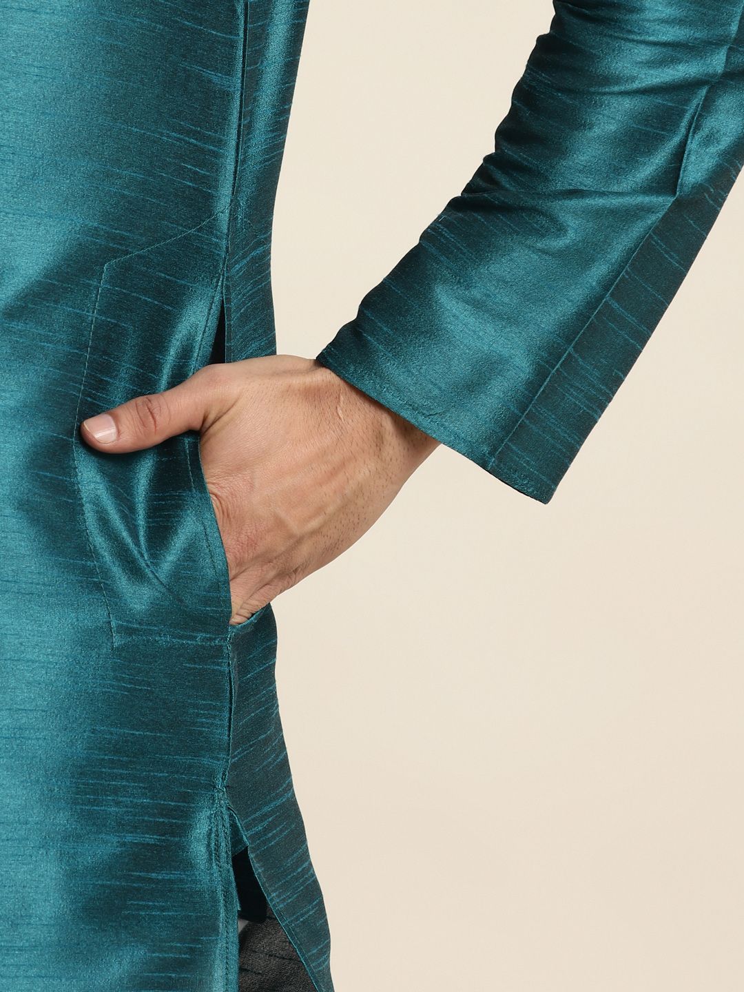 SOJANYA Men Teal Jacquard Kurta