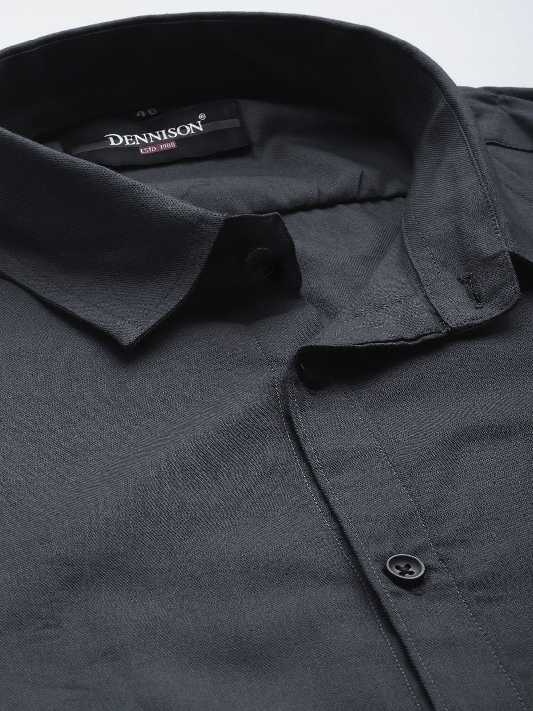 DENNISON Men Grey Smart Slim Fit Opaque Formal Shirt