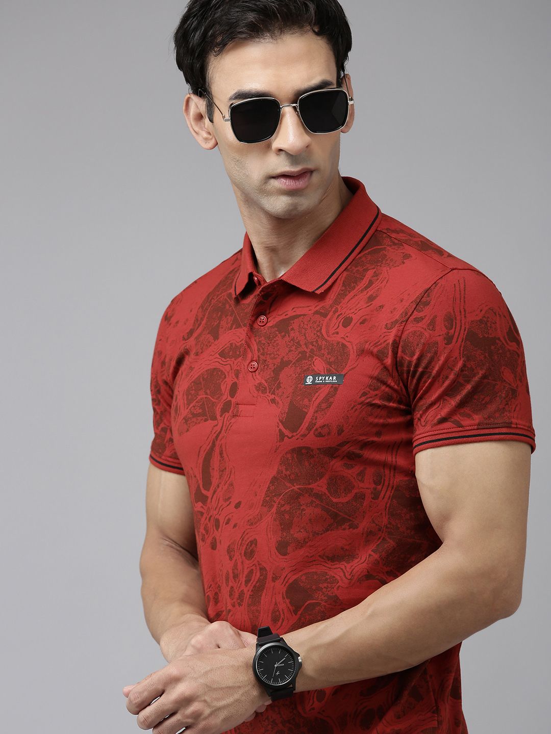 SPYKAR Printed Polo Collar Slim Fit T-shirt
