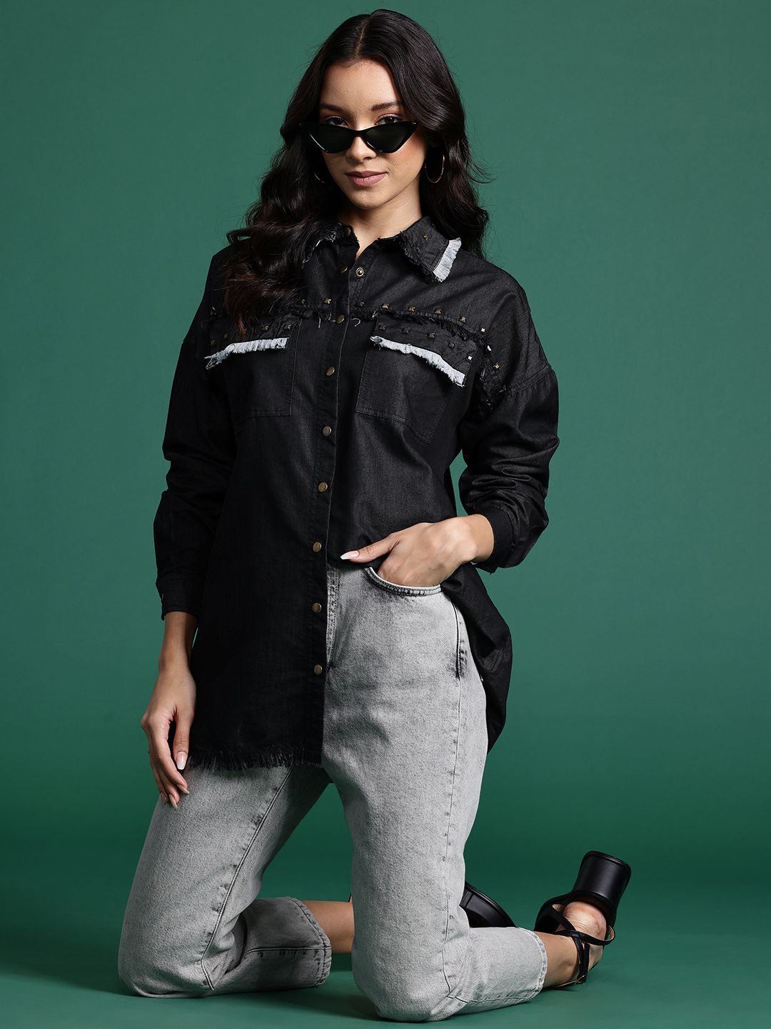 DressBerry Embellished Chambray Shirt