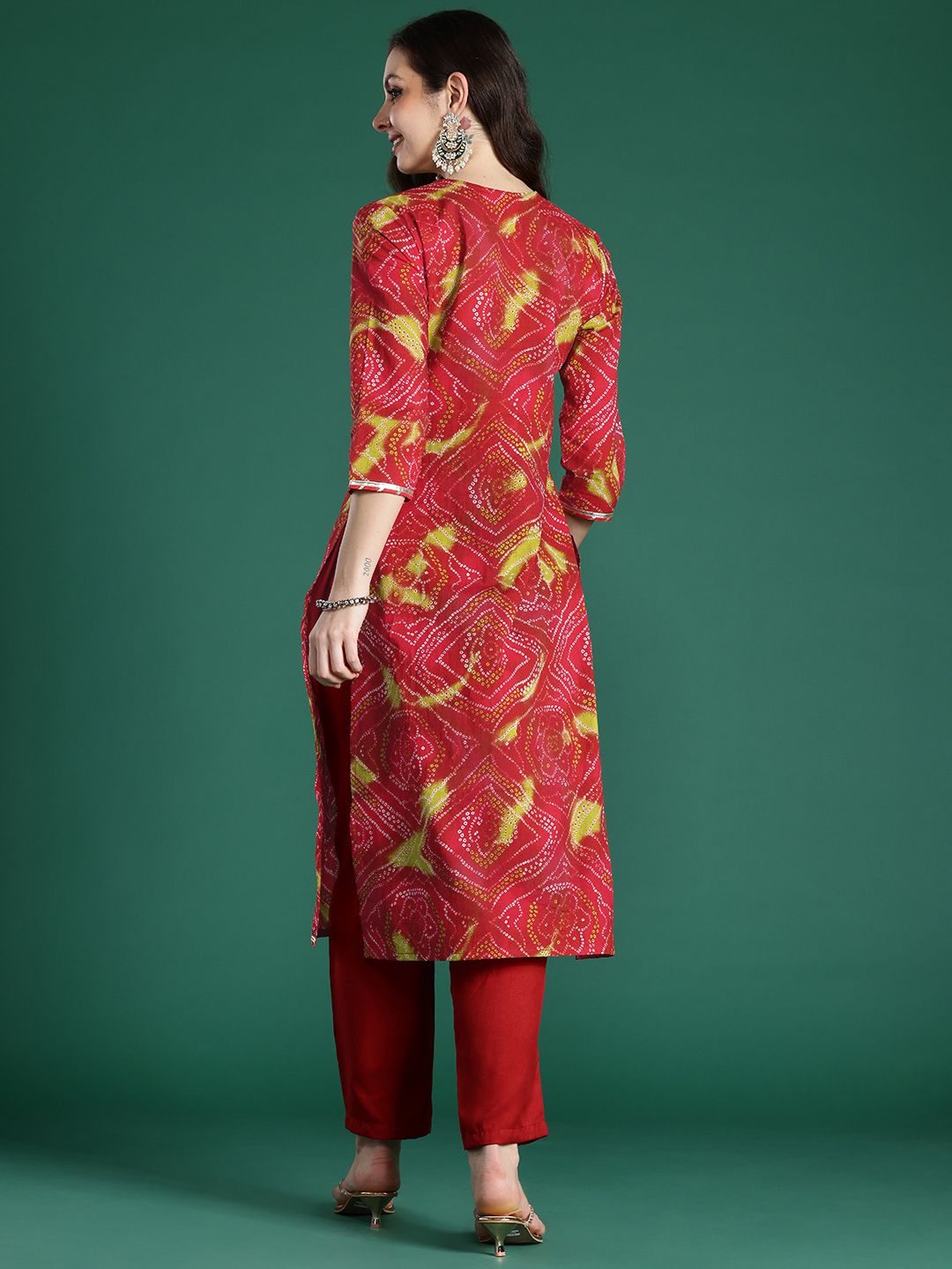 Indo Era Bandhani Printed Pure Cotton Gotta Patti Kurta