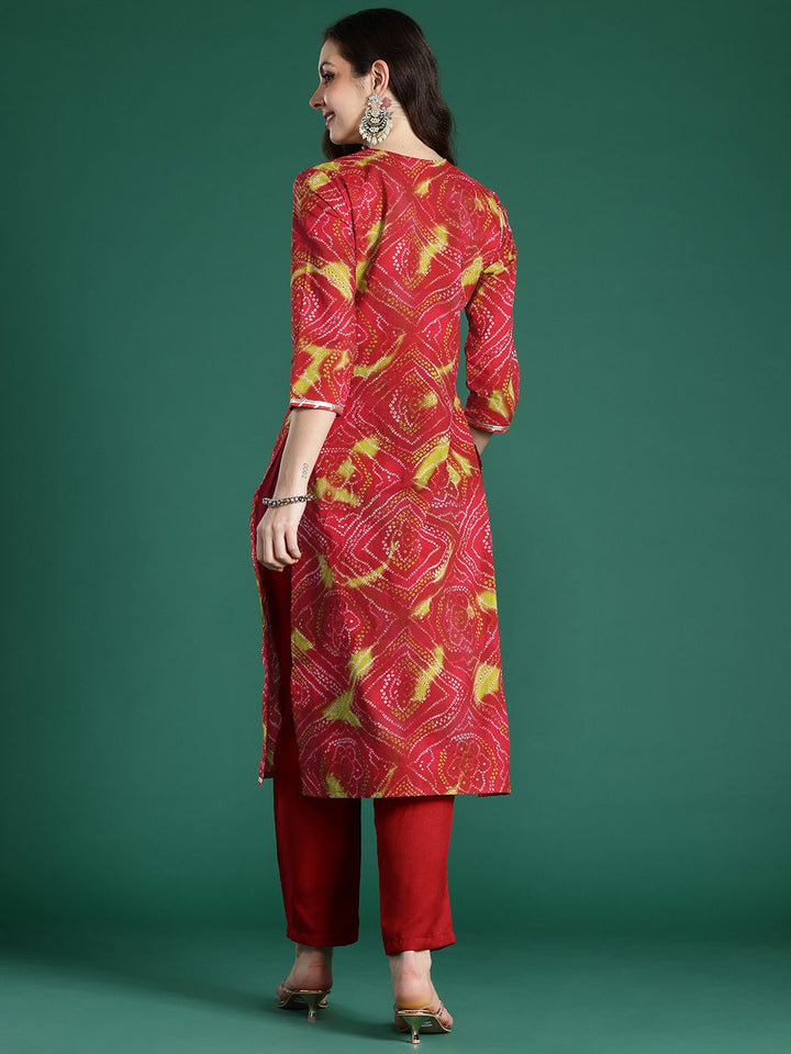 Indo Era Bandhani Printed Pure Cotton Gotta Patti Kurta