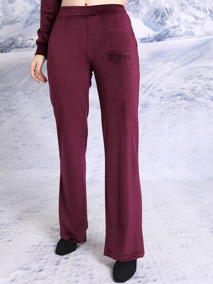 Tokyo Talkies Maroon Hooded Sweatshirt With Trousers
