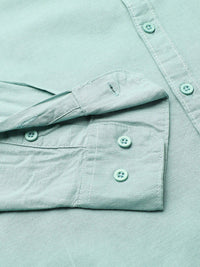 Campus Sutra Green Spread Collar Classic Fit Cotton Casual Shirt