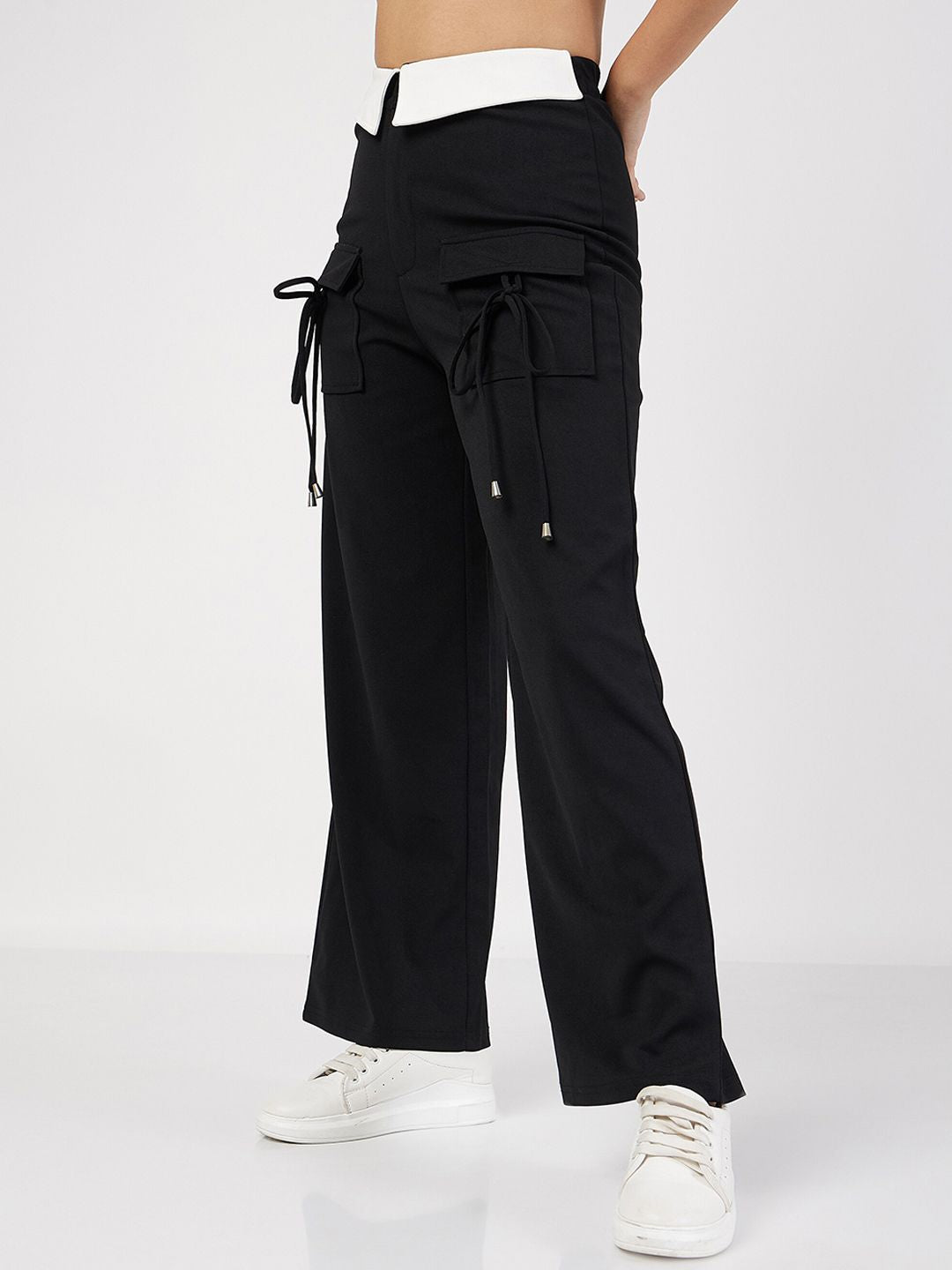 SASSAFRAS Women Plain Flat-Front High-Rise Cargos