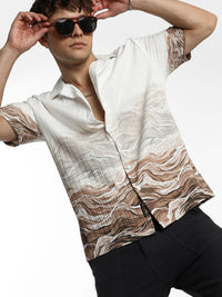 Campus Sutra Men Comfort Cuban Collar Abstract Printed  Casual Shirt