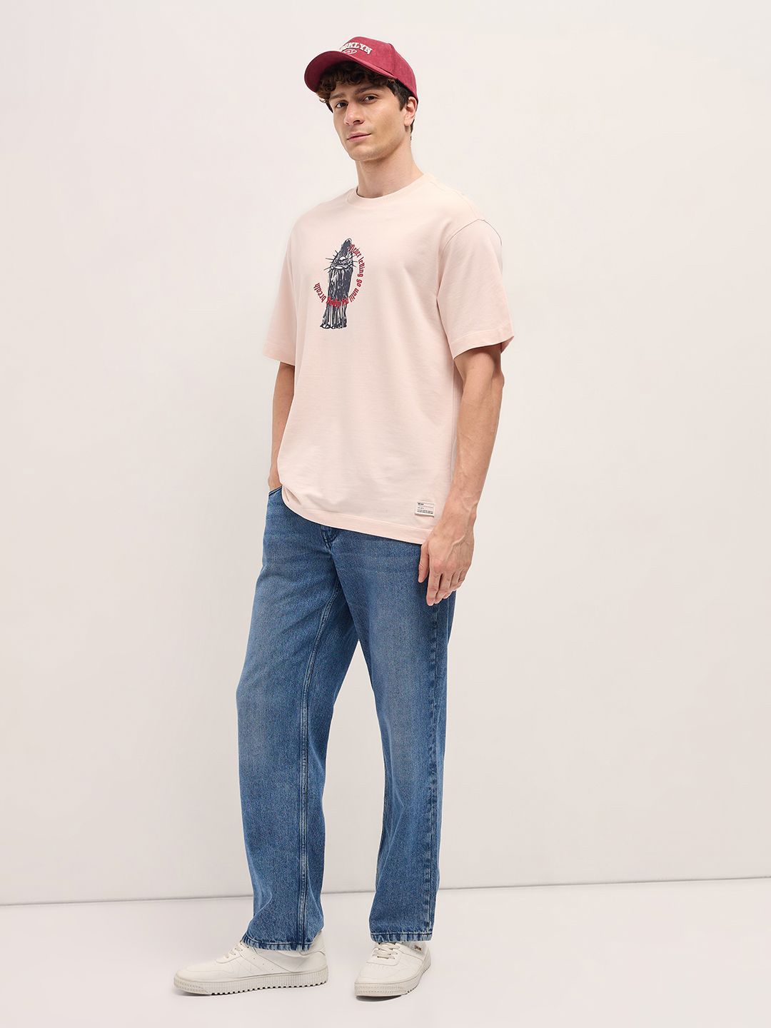 THE BEAR HOUSE Men Graphic Printed Round Neck Cotton Oversized T-shirt