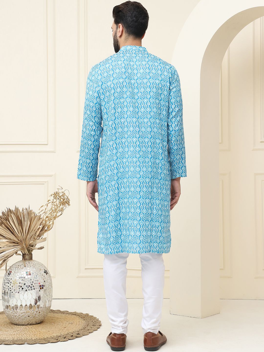 SOJANYA Kurta Kapas Tulen Bercetak Geometrik Biasa Dengan Pijama
