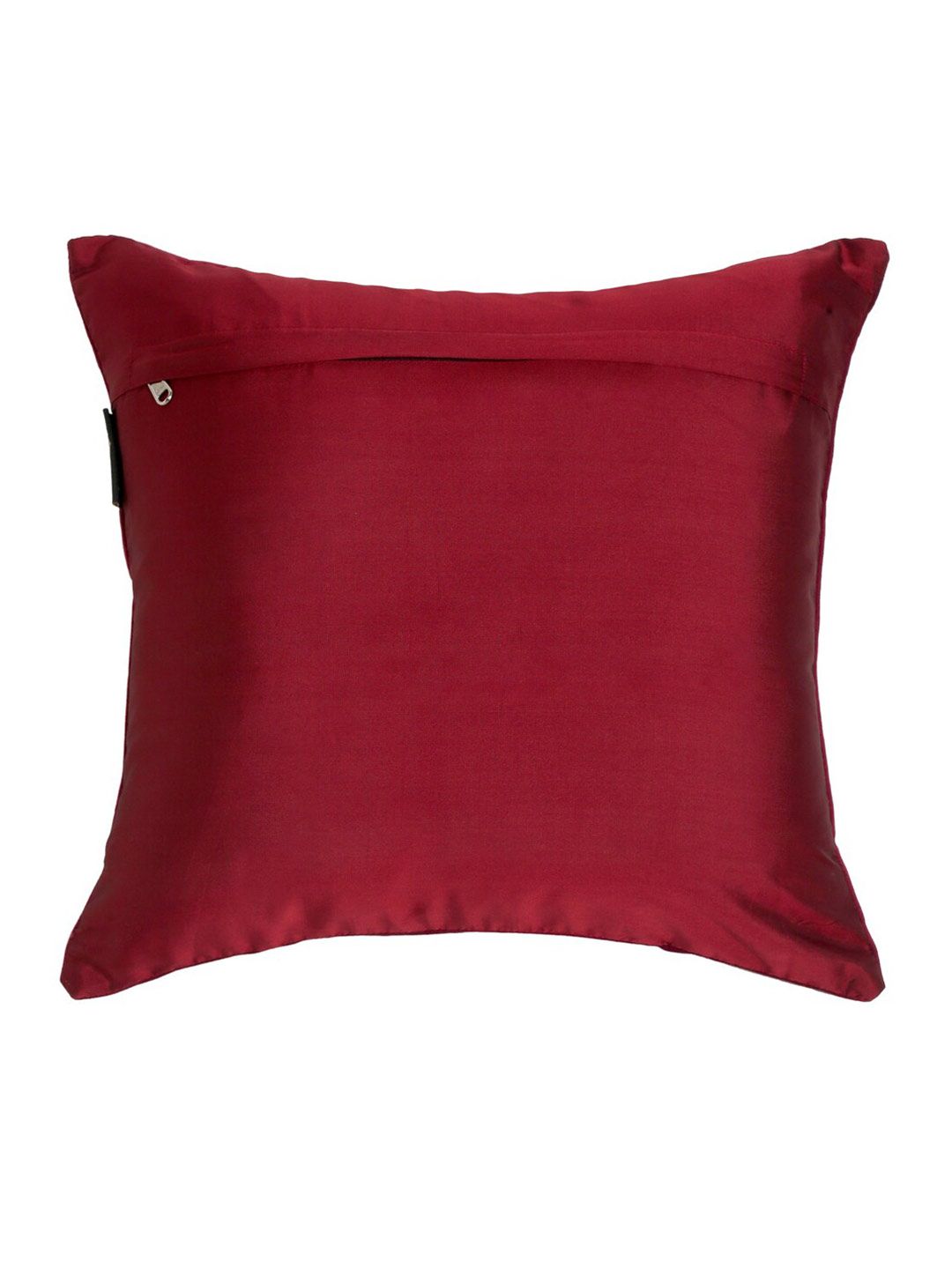 HOSTA HOMES Red & Gold-Toned Set of 5 Geometric Velvet Square Cushion Covers