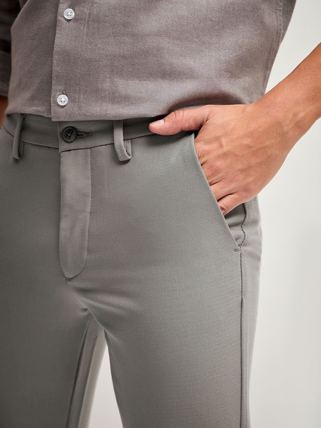 THE BEAR HOUSE Men Solid 4 Way Stretch Formal Trouser