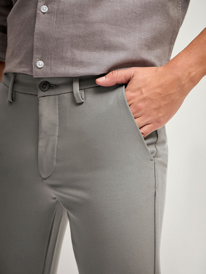 THE BEAR HOUSE Men Solid 4 Way Stretch Formal Trouser