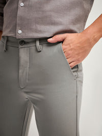 THE BEAR HOUSE Men Solid 4 Way Stretch Formal Trouser