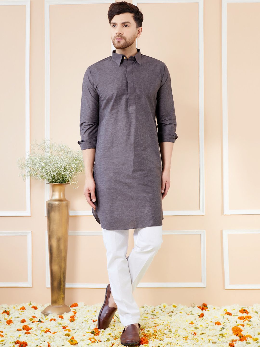 See Designs Shirt Collar Cotton Pathani Kurta