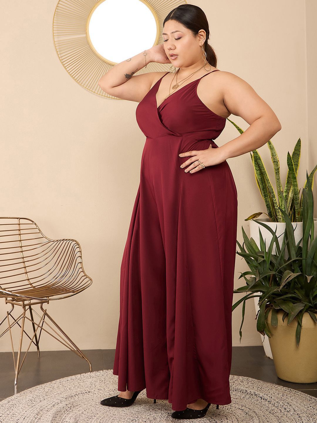 Berrylush Curve Women Plus Size Wide Leg Culotte Jumpsuit