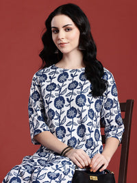 Anouk Floral Printed Boat Neck Straight Kurta