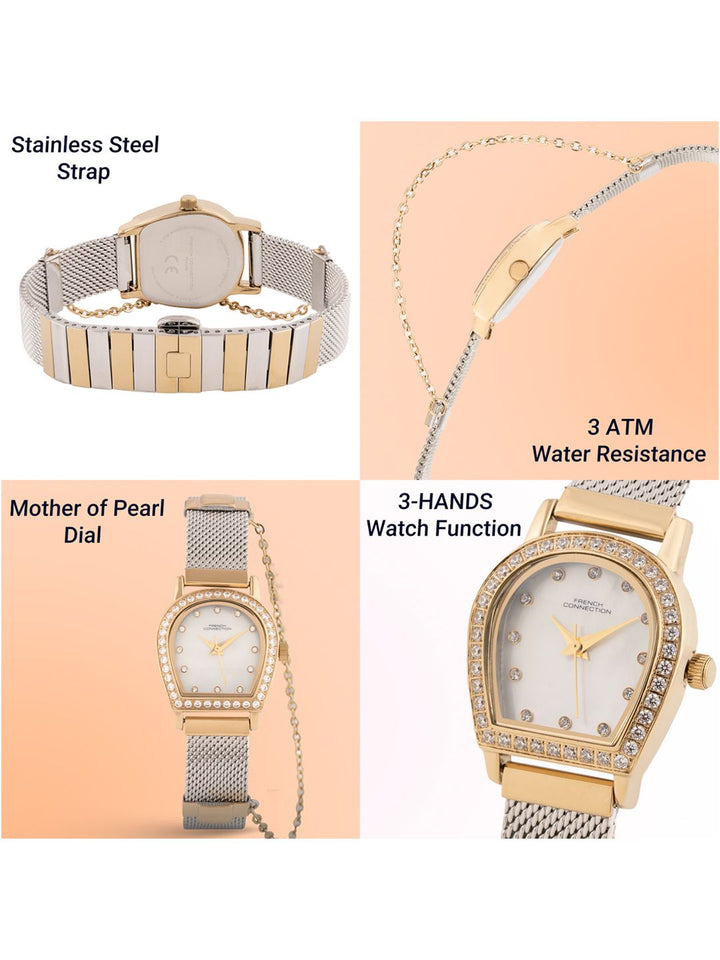 Sambungan Perancis Wanita Dail Dail & Tali Gelang Keluli Tahan Karat Tentera Analog