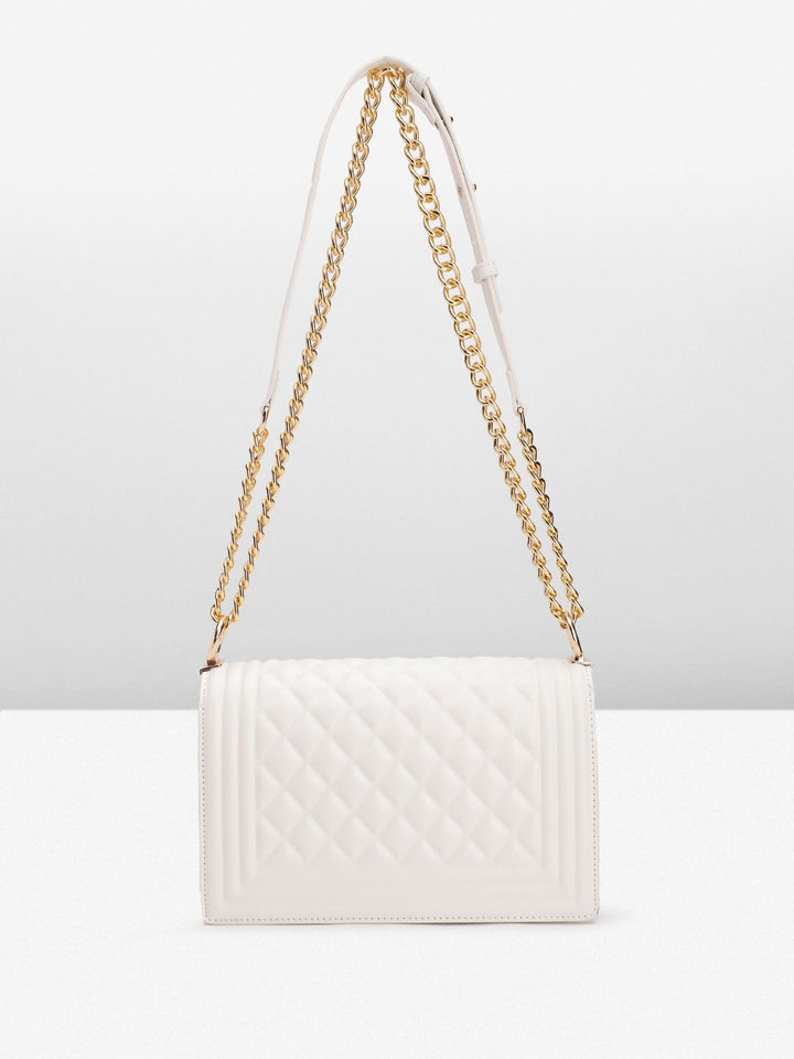 Lino Perros Geometric Textured Structured Shoulder Bag with Quilted Detail