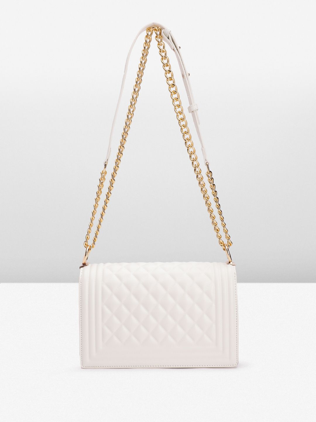 Lino Perros Geometric Textured Structured Shoulder Bag with Quilted Detail