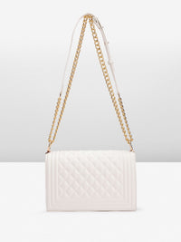 Lino Perros Geometric Textured Structured Shoulder Bag with Quilted Detail