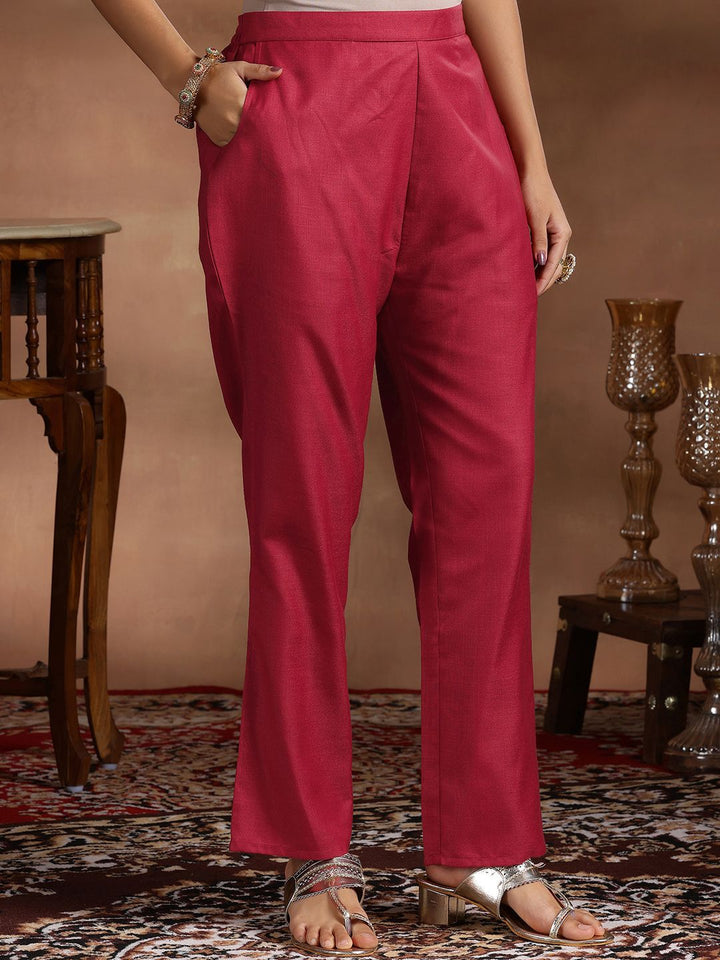Libas Round Neck Pleated Straight Kurta with Trousers & Dupatta