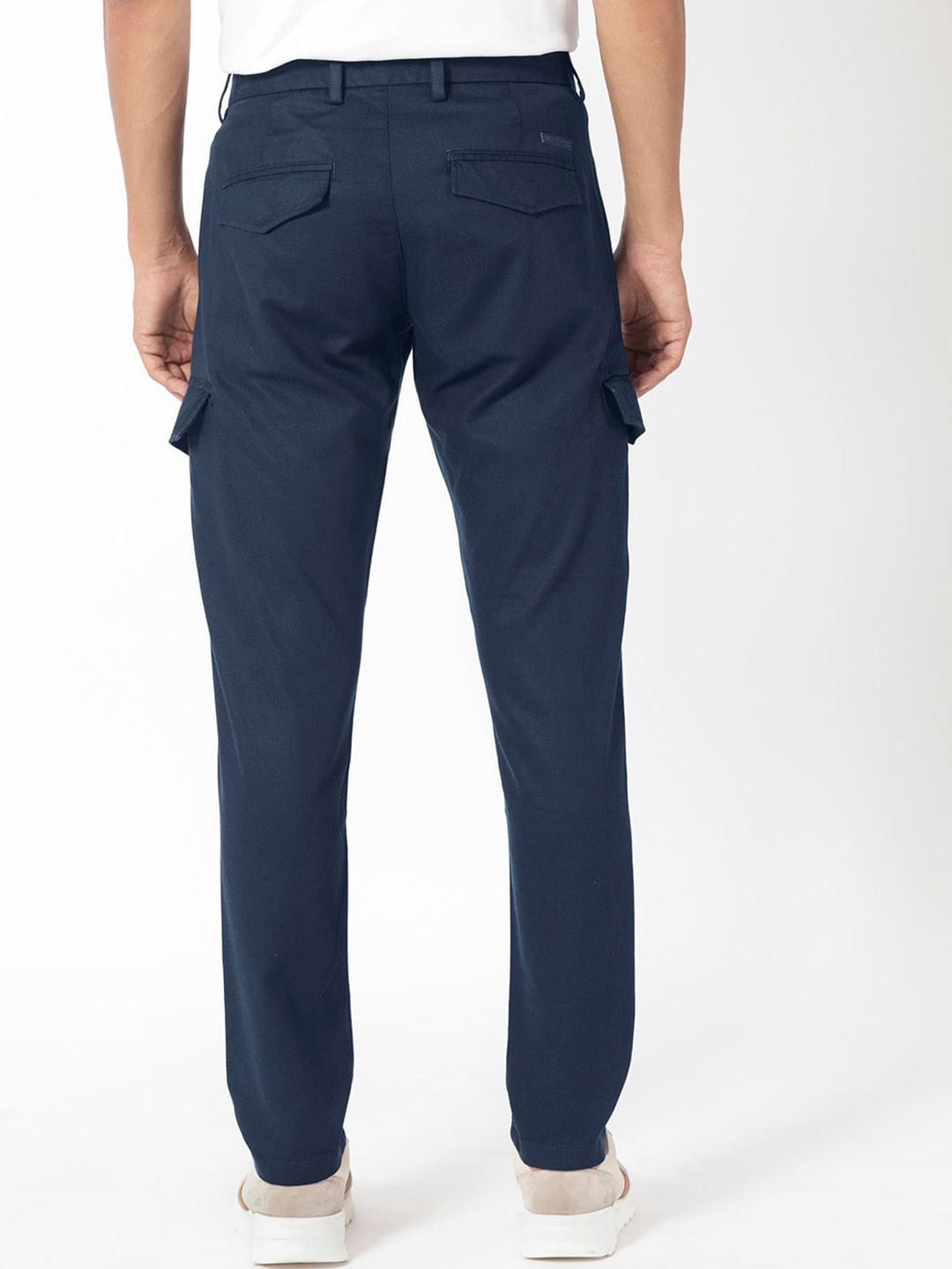 RARE RABBIT Men Curo Slim Fit Mid-Rise Plain Cotton Cargo Trouser