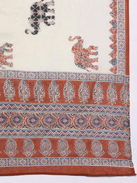 Indo Era Women Ethnic Motifs Printed Pure Cotton Kurta with Trousers & With Dupatta