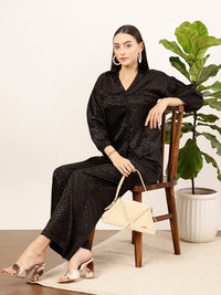 STREET 9 Black Contemporary Abstract Printed Casual Shirt