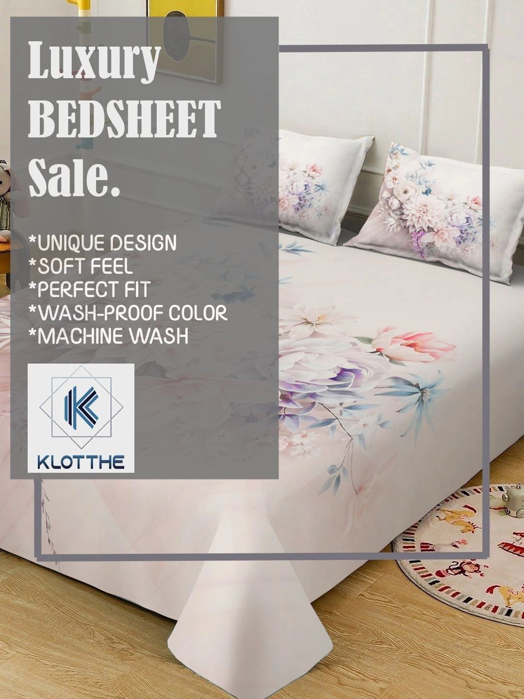 Moda Rapido X KLOTTHE Berwarna Krim & Bunga Merah Jambu Cadar King 400 TC dengan 2 Sarung Bantal