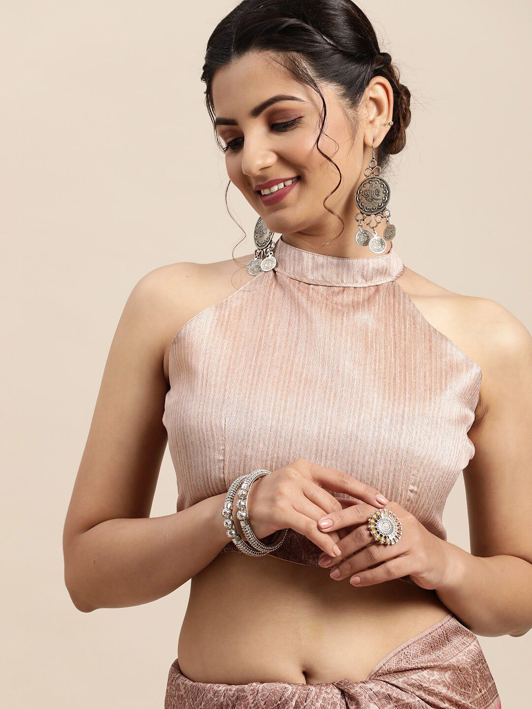Saree mall Pink & Maroon Bagh Silk Blend Bagh Sarees