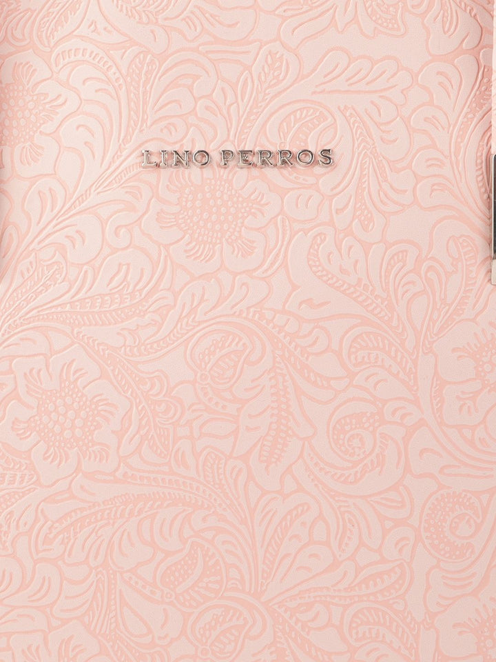 Lino Perros Peach-Coloured Ethnic Motifs Textured Laptop Bag