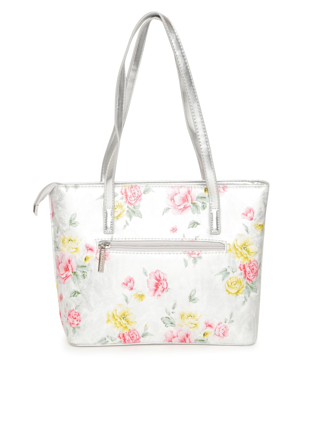 Lino Perros Silver-Toned & Pink Floral Print Shoulder Bag