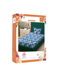 Myntra Elegant Homes Blue & White Geometric 400 TC Single Bedsheet with 1 Pillow Covers