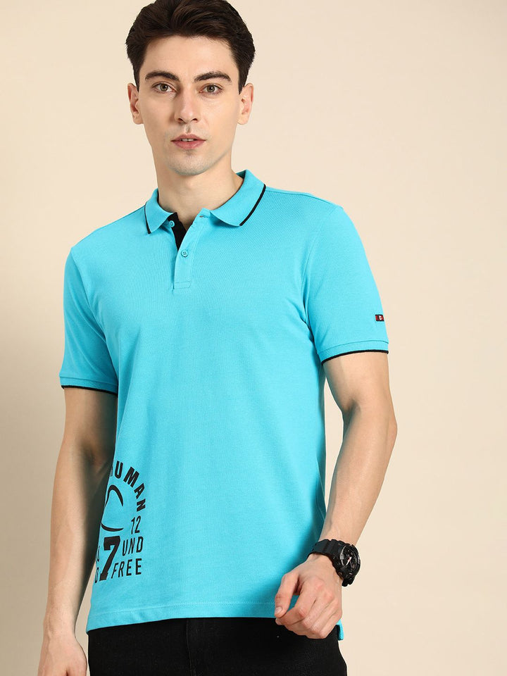 Menjadi Lelaki Pakaian Manusia Logo Jenama Kapas Tulen T-Shirt Kolar Polo
