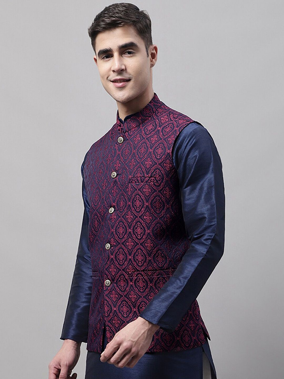 Jompers Men Woven Design Nehru Jacket
