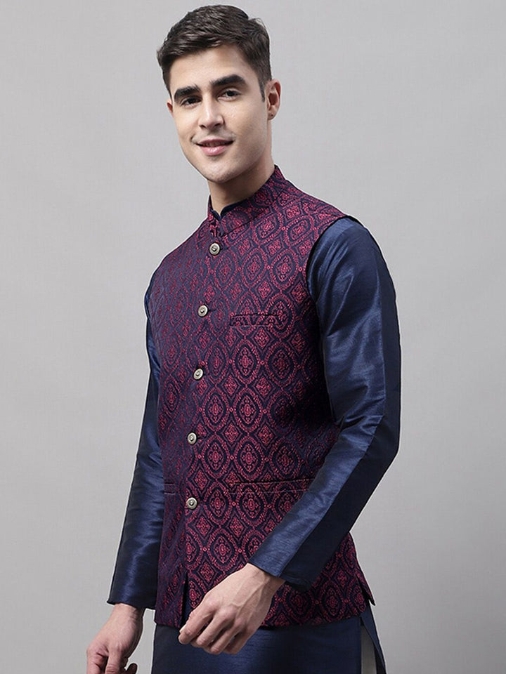 Jompers Men Woven Design Nehru Jacket