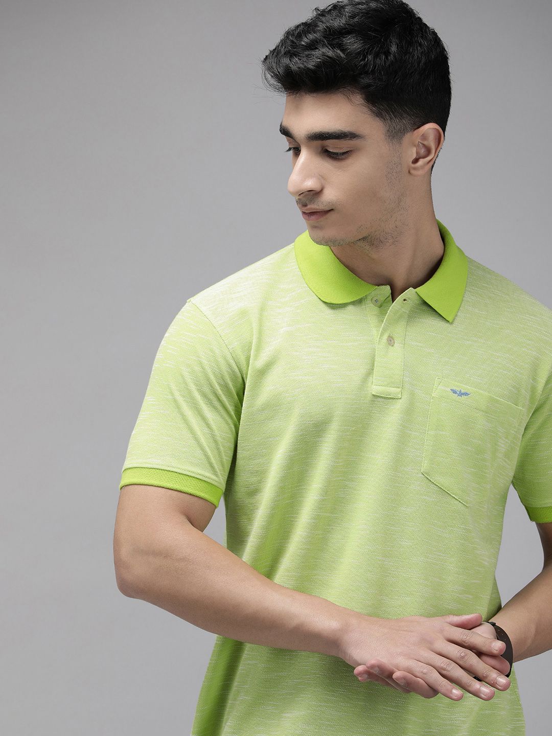 Park Avenue Self Design Polo Collar Pocket Slim Fit T-shirt
