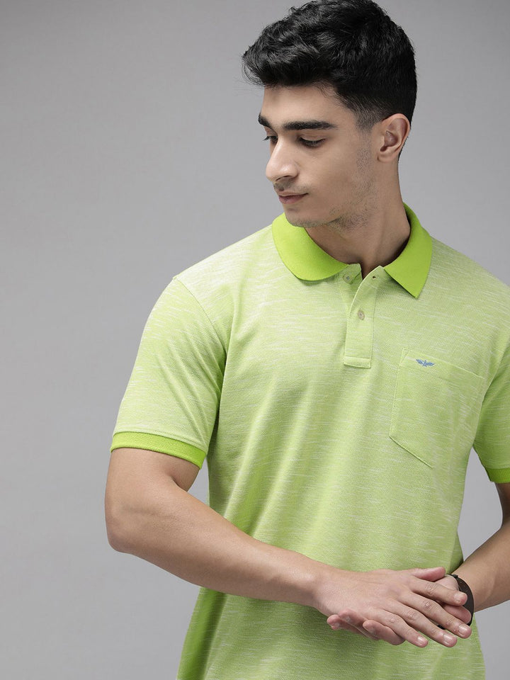 Park Avenue Self Design Polo Collar Pocket Slim Fit T-shirt