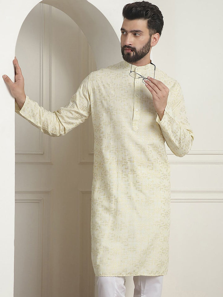 SOJANYA Printed Mandarin Collar Lengan Panjang Kurta Lurus