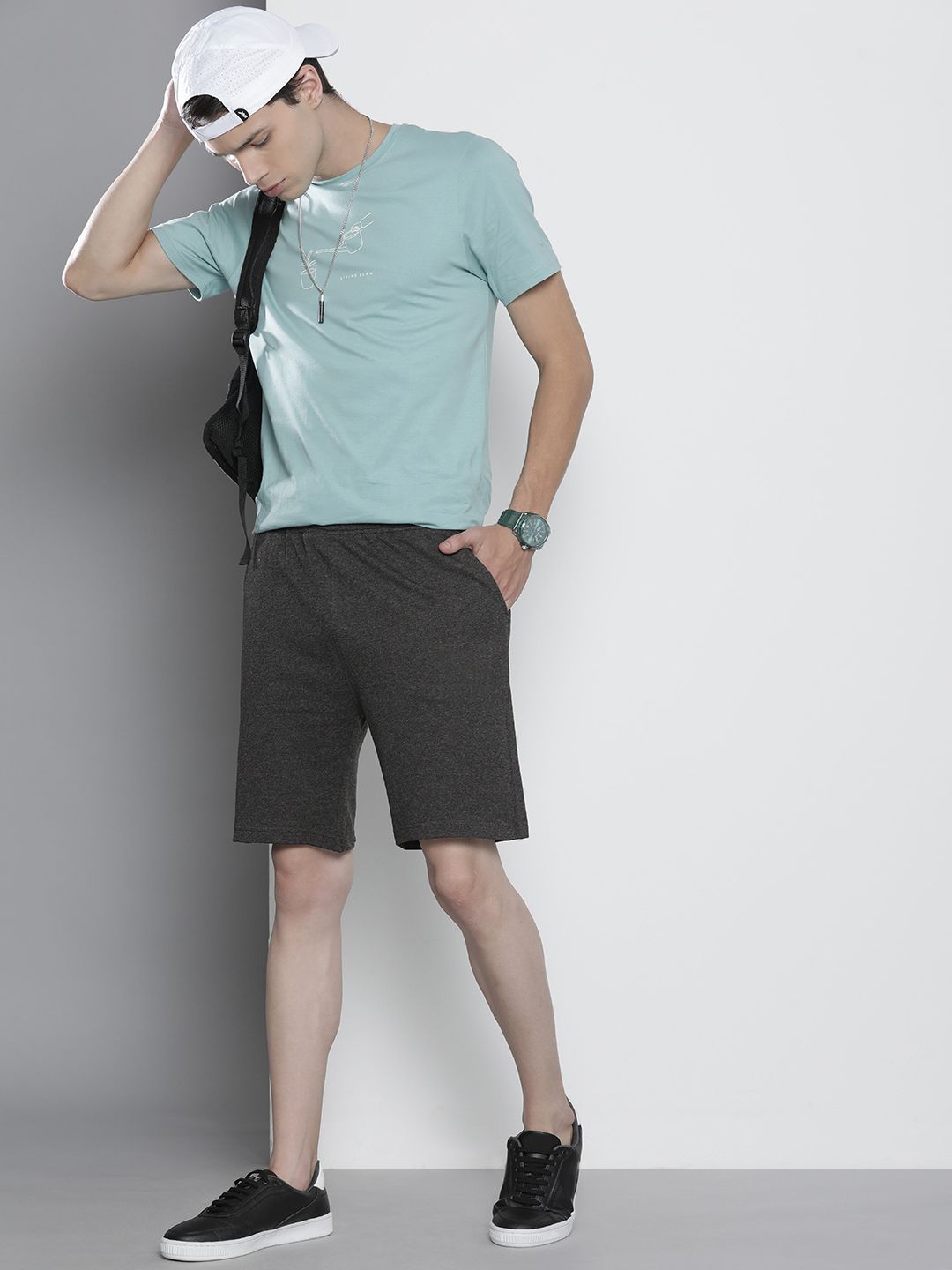 The Indian Garage Co Men Pack of 2 Charcoal Grey & Rust Orange Solid Shorts