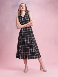 DressBerry Checked A-Line Midi Dress