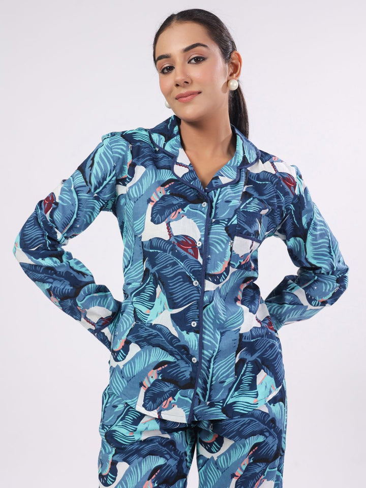 SANSKRUTIHOMES Women Tropical Printed Pure Cotton Night suit