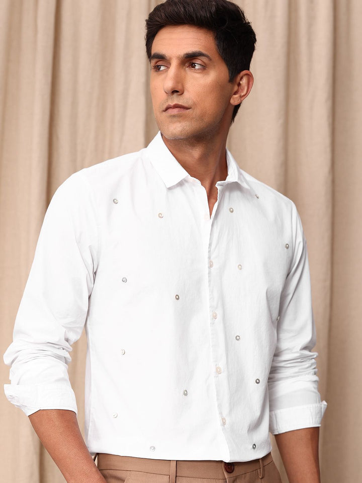 Mr Bowerbird Pure Cotton Button Detail Tailored Fit Casual Shirt
