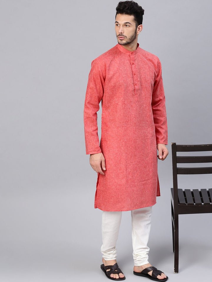 SOJANYA Lelaki Merah Solid Kurta Lurus