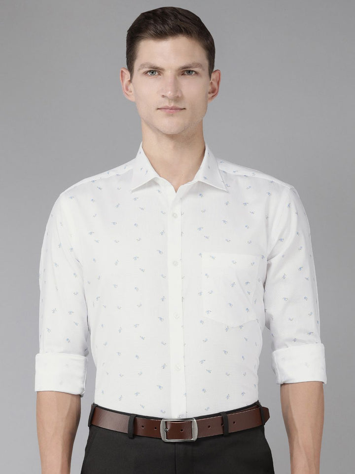 Park Avenue Men Slim Fit Floral Printed Pure Cotton Formal Shirt