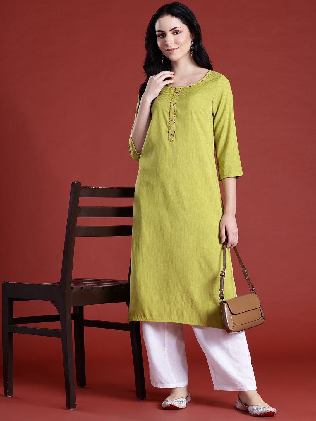 Anouk Solid A-Line Kurta