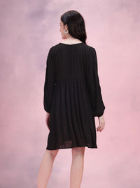 DressBerry Tie-Up Crinkled A-Line Dress